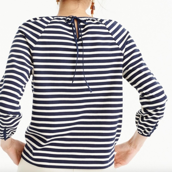 J. Crew Striped Peasant Top in Maroon - Picture 3 of 3